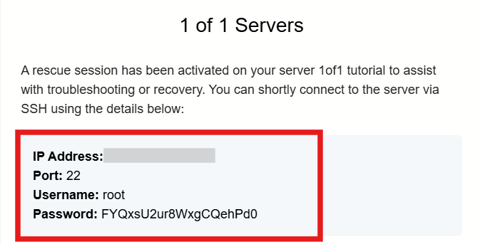VPS Rescue Mode | 1OF1 Servers Docs