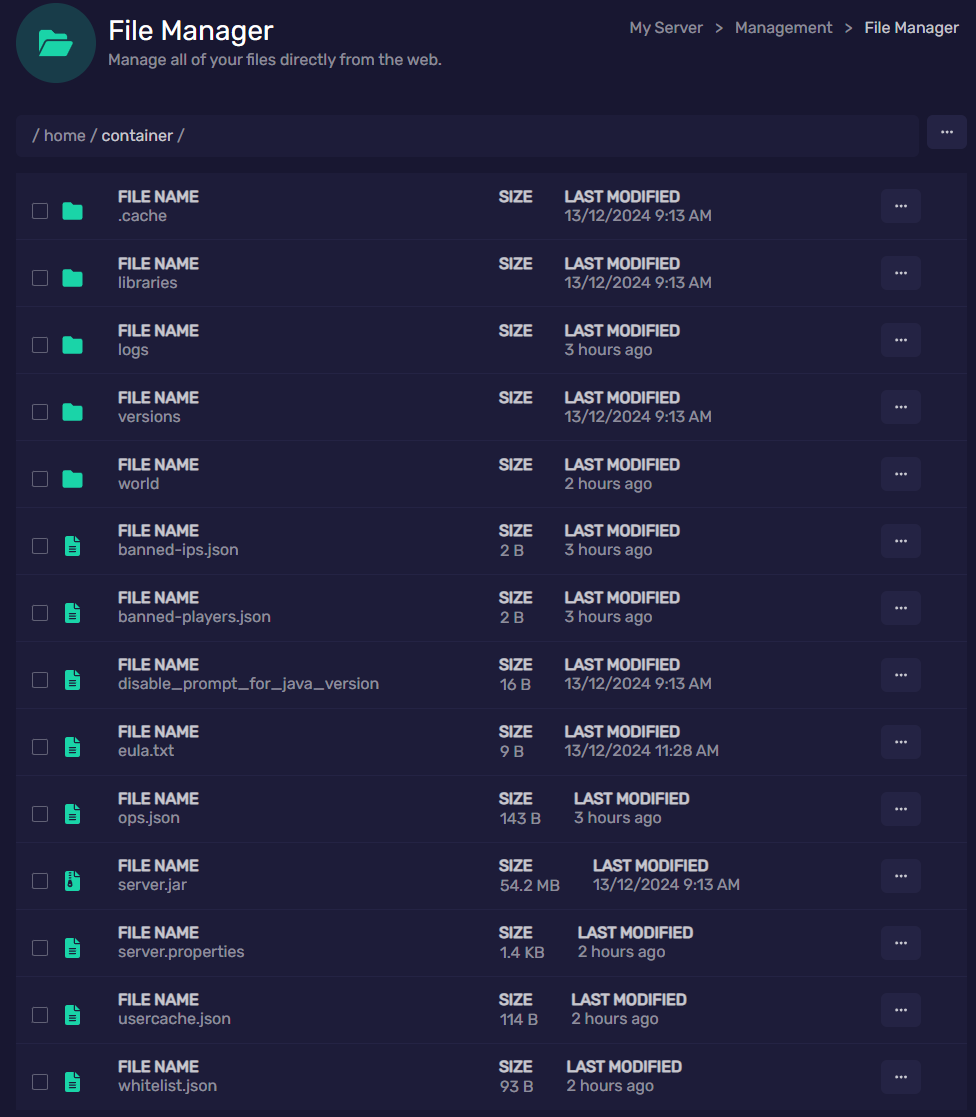 File Manager | 1OF1 Servers Docs