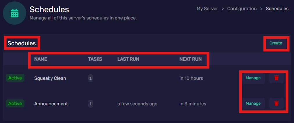 Schedules | 1OF1 Servers Docs