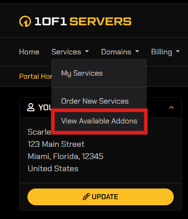 Product Addons | 1OF1 Servers Docs